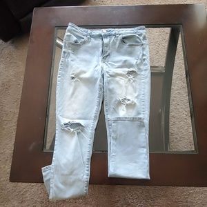 High waist light blue jeans